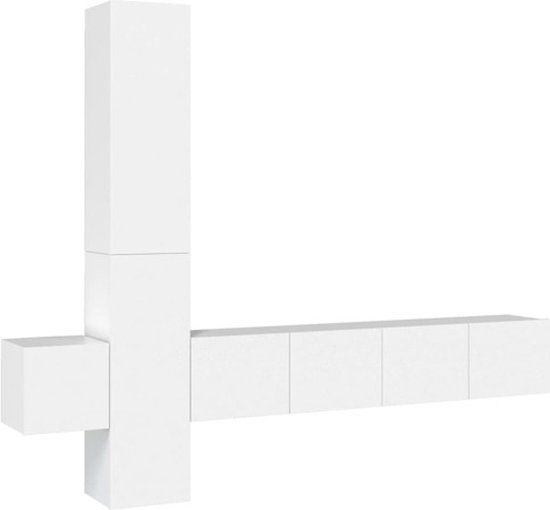 vidaXL 5-delige Tv-meubelset bewerkt hout wit