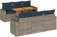 vidaXL 7-delige Loungeset met kussens polyrattan grijs