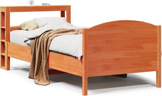 vidaXL Bedframe - massief grenenhout - wasbruin - 75x190 cm