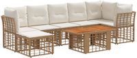 vidaXL Tuinbankenset 8 st Natuurlijk en Crème Wit poly rattan