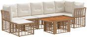 vidaXL Tuinbankenset 8 st Natuurlijk en Crème Wit poly rattan