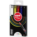Posca - UniPOSCA complete set met 5 viltstiften, extra fijne punt, 0,7 mm, acrylverf van Posca, ideaal als kleuren voor kinderen en kunstenaars, schrijfwaren, stofkleuren en andere oppervlakken