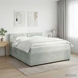 vidaXL Boxspringbed met matras Lichtgrijs 160 x 200 cm Fluweel