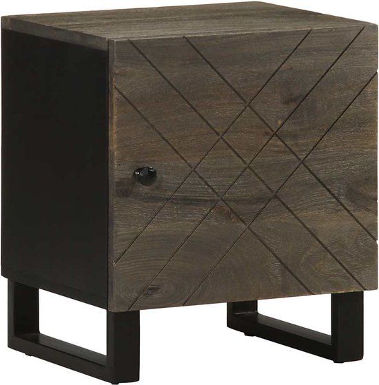 vidaXL Nachtkastje 40x33x46 cm massief mangohout zwart