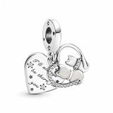 Pandora Passions Katten en hartjes bedel van sterlingzilver, met heldere zirkoniasteentjes en glinsterend zilver-email