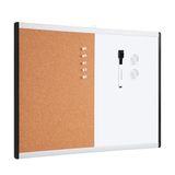 Amazon Basics Magnetisch whiteboard, rechthoeking, dubbel prikbord, kunststof / aluminium frame, droog uitwisbaar, wit, geel, 43,2 x 58,4 cm, 1 stuk
