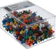 Wedo 54600 Pinwandnaalden Diabolo-vorm (in doorzichtige doos) 600 stuks op kleur gesorteerd