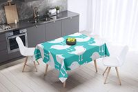 Bonamaison Tafelkleed, Anti-Mold, Sneldrogend, Waterdicht, 100% Polyester Tafellaken, Turkoois, wit, 140 x 140 Cm