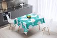 Bonamaison Tafelkleed, Anti-Mold, Sneldrogend, Waterdicht, 100% Polyester Tafellaken, Turkoois, wit, 140 x 140 Cm