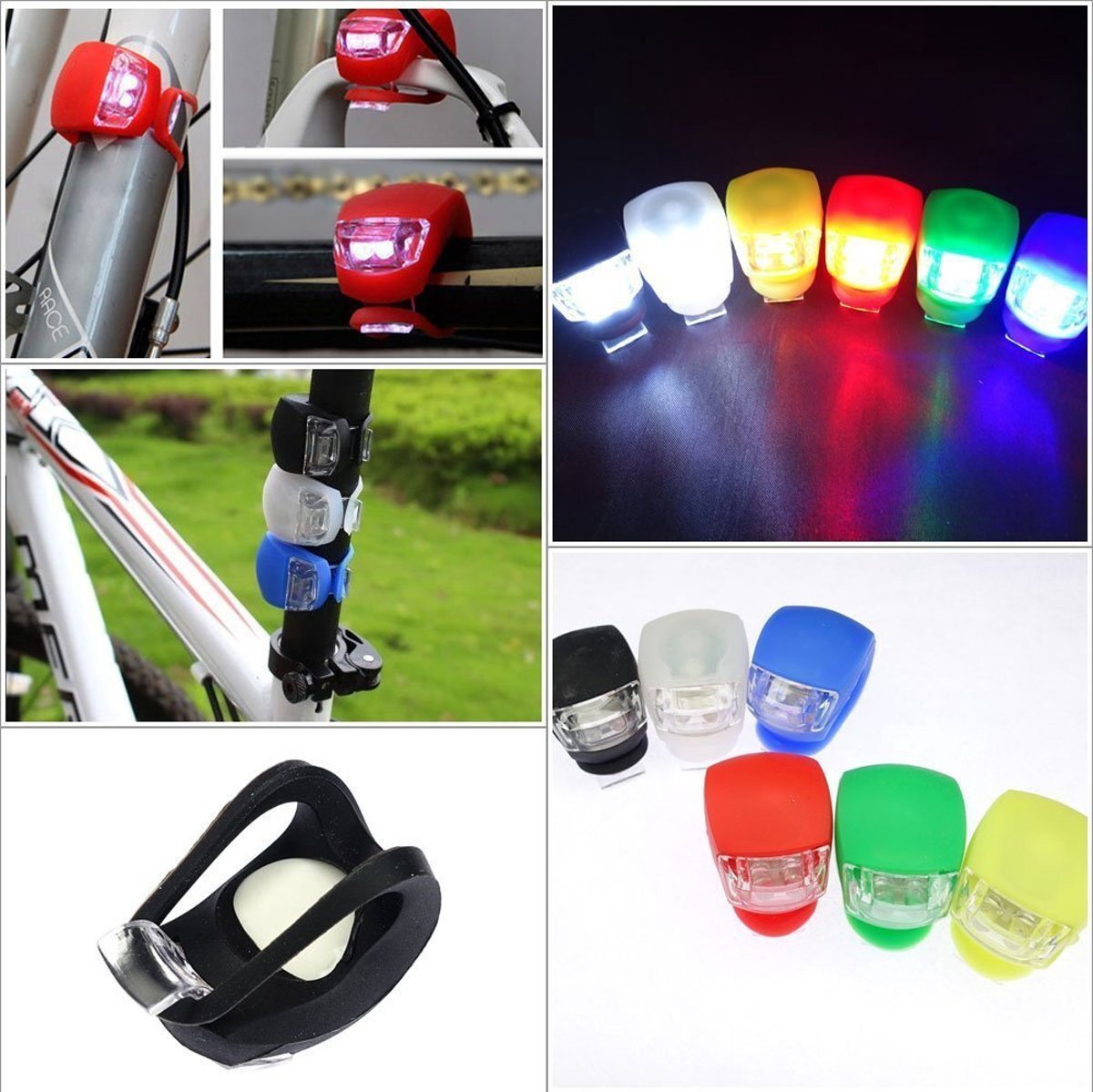 Silicone Safe Bike Light Fietsverlichting / Fietslamp / Fietslicht / Fietslampjes / Fietslichtjes / Set Van 2 Silicone LED - Verlichtingsset LED Spaken Waterproof - Spoke light - Fietsverlichting Set - Firefly - Rood/Wit