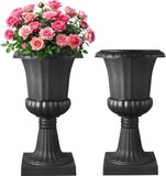 VEVOR Plastic Urn Planters, 40 x 67 cm, 2 Pack Black Classic Flower Pots