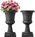 VEVOR Plastic Urn Planters, 40 x 67 cm, 2 Pack Black Classic Flower Pots