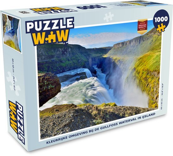 MuchoWow Puzzel Kleurrijke omgeving bij de Gullfoss waterval in IJsland - Legpuzzel - Puzzel 1000 stukjes volwassenen