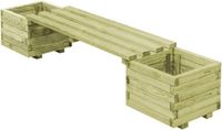 Merkloos Tuinbank met plantenbakken - Houten zitbank buiten - Geïmpregneerd hout - 196 cm lengte - Groen