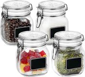 Bormioli Rocco 4x Poten met krijtplaatje en beugelsluiting 750 ml