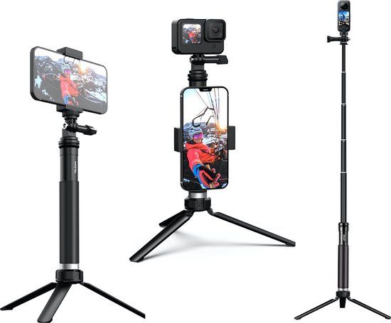 Telesin Selfie Stick - 90cm - Actioncam & Smartphone - Zwart