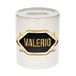 Tirelire Valerio - blanc - avec emblème or/noir - 8 x 9 cm - céramique - avec bouchon - cadeau anniversaire