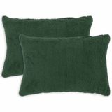 vidaXL - Taie d'oreiller - 2 pièces - HEERLEN - Vert foncé - 40 x 60 cm - Bouclé