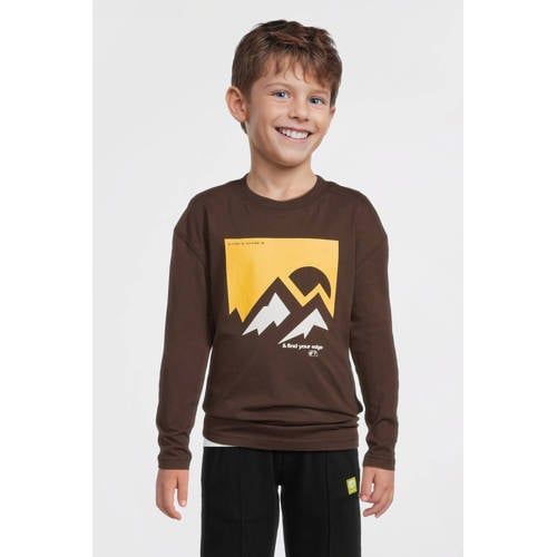 Me & My Monkey longsleeve met printopdruk donkerbruin
