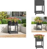 vidaXL Plantenbak met schap 54x54x81 cm massief grenenhout grijs