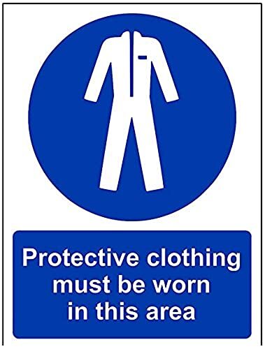 V Safety VSafety beschermende kleding moet worden gedragen in dit gebied PPE teken - 150mm x 200mm - 1mm Rigid Plastic