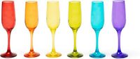 Merkloos Excelsa Varadero Set van 6 Meerkleurige Champagneglazen van 250 ml - Mondgeblazen Glas