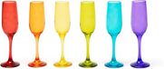 Merkloos Excelsa Varadero Set van 6 Meerkleurige Champagneglazen van 250 ml - Mondgeblazen Glas