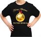Bellatio Decorations kerst t-shirt voor kinderen - Merry Christmas - wereld - zwart - Kerstdiner 140/152