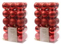 Decoris Kerstballen - 60 stuks - Rood - 6 cm Diameter - Kunststof