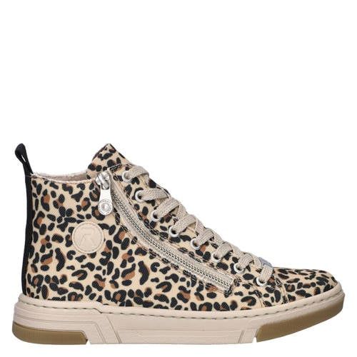 Rieker sneakers met panterprint beige/zwart