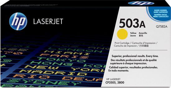 HP 503A Yellow Toner Cartridge (Q7582A) - Compatible with HP Color LaserJet CP3505, 3800