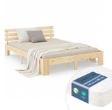 Homestyle4u Tweepersoonsbed - 140x200 cm - met Binnenveringmatras - Natuur