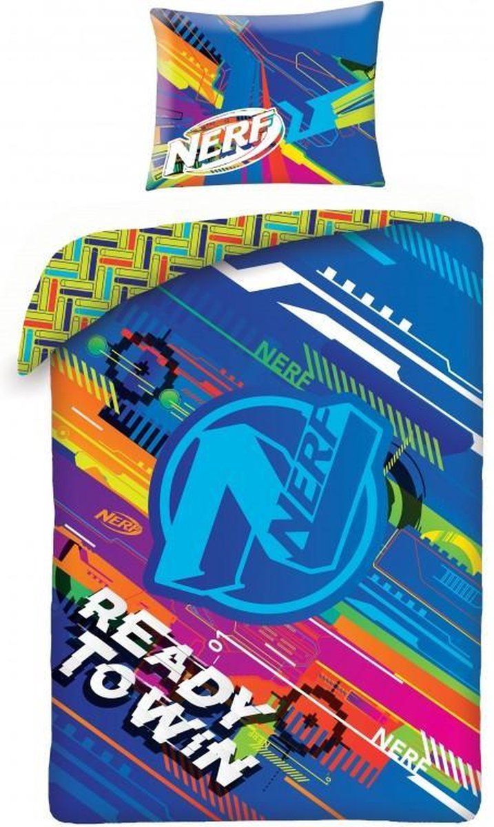 NERF Dekbedovertrek 140x200 + kussensloop 70x90 Katoen - Multi