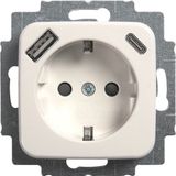 Busch-Jaeger Reflex contactdoos - 1-voudig - randaarde USB A/C - polarwit
