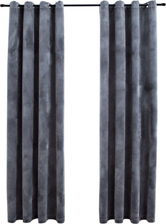 vidaXL Gordijn verduisterend met ringen 2 stuks fluweel antraciet 140x245 cm