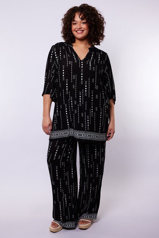 Exxcellent Broek Maris Zwart/Offwhite