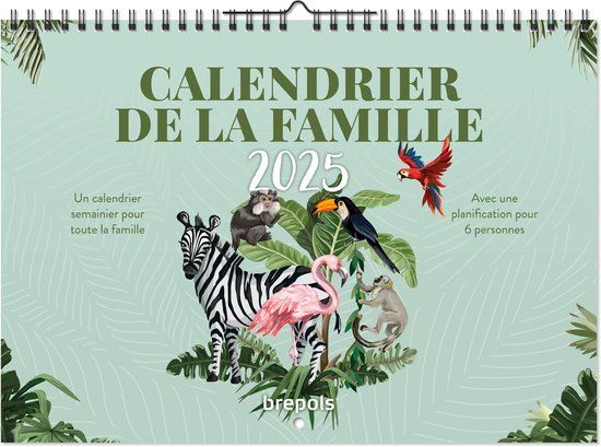Brepols Gezinskalender Weekoverzicht Franstalig 2025 Dieren Natuur België Nederland Spiraalgebonden Wandkalender