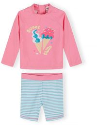 Minoti UV-shirt meisjes lange mouw met zwemshort - Lichtroze - 68