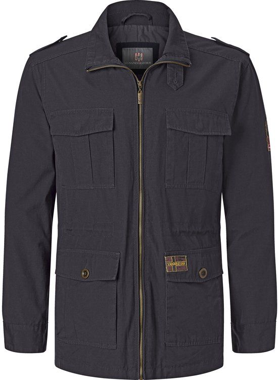 Jan Vanderstorm heren Militair Jack - 70 - zwart - Plus Size