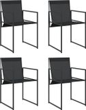 vidaXL Tuinstoelen 4 st staal en textileen zwart