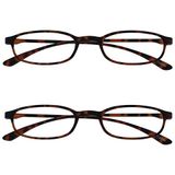 Opulize Fly 2 Stuks Zak Formaat Super Licht Leesbril Mat Bruin Mannen Vrouwen RR67-2 +3,00