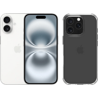 Apple iPhone 16 128GB White + BlueBuilt Protective Back Cover Transparent