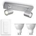 Philips Hue Runner Opbouwspot (Aluminium) - Warmwit Licht - Incl. Hue Dimmer Switch - Plafondspot met 2 Lichtpunten - GU10 - Hue White