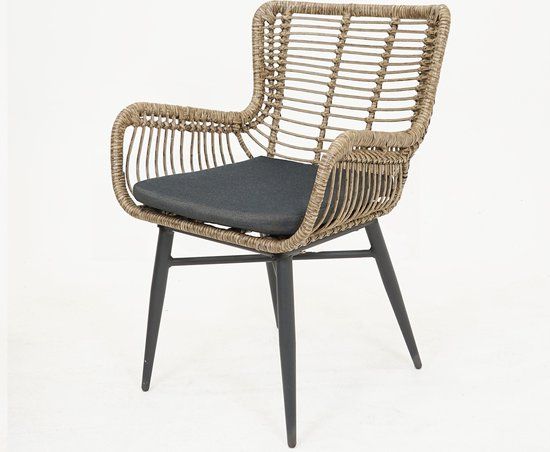 Vita Spider diningstoel Naturel - Antraciet/Naturel - Tuinstoel met armleuning