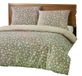 Parure de lit, satinée, de haute qualité, 160x200 cm, couleur beige, motif floral