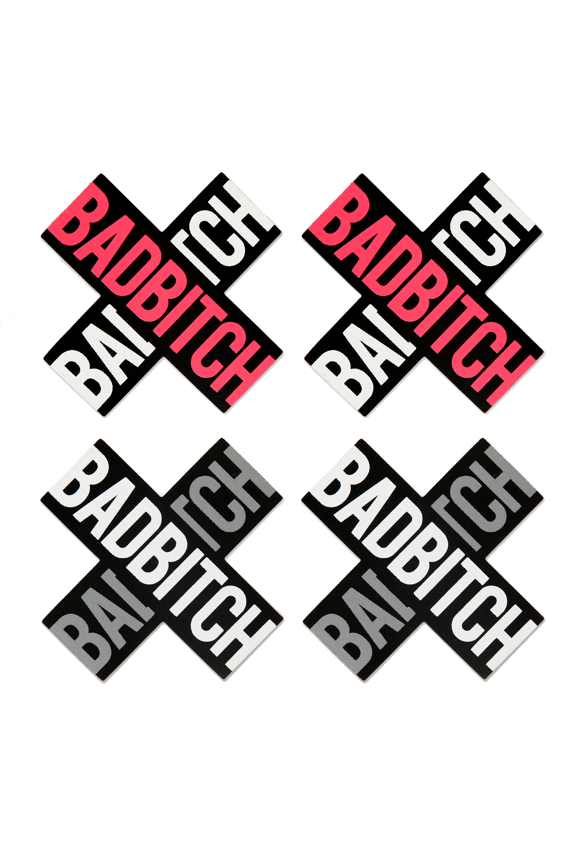 Peekaboo - 2-paar tepelstickers kruis - Bad Bitch