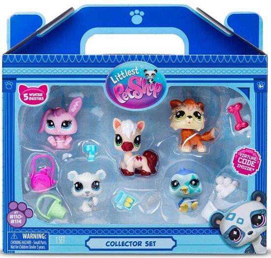 Bandai Littlest Pet Shop Collector's Set Mountain Winter Theme 5 dieren en accessoires