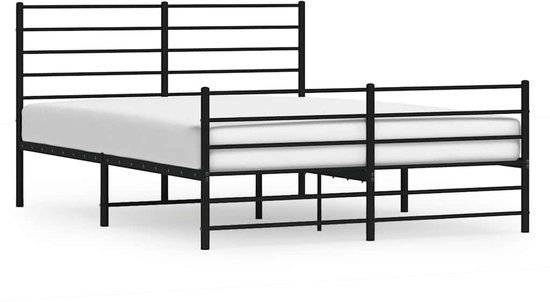 vidaXL Bedframe met hoofd- en voeteneinde Metaal Zwart 140x200 cm