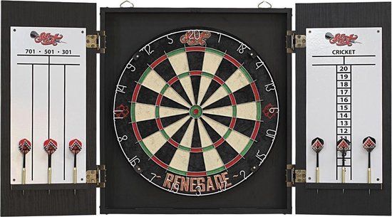 Shot Renegade Dartboard Cabinet Set - Sisal Dartboard - Complete Starter Set