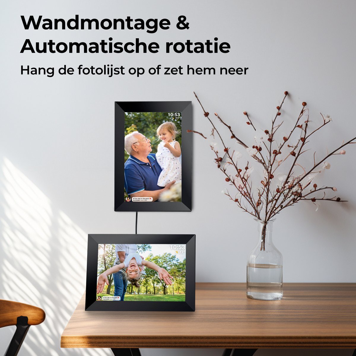 Denver PFF-1037B Digitale Fotolijst - 10.1 inch - Touchscreen - WiFi - 16GB - Zwart